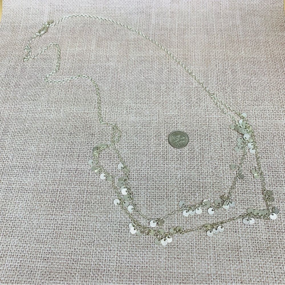 American Eagle Silver Disc Layered Necklace‎